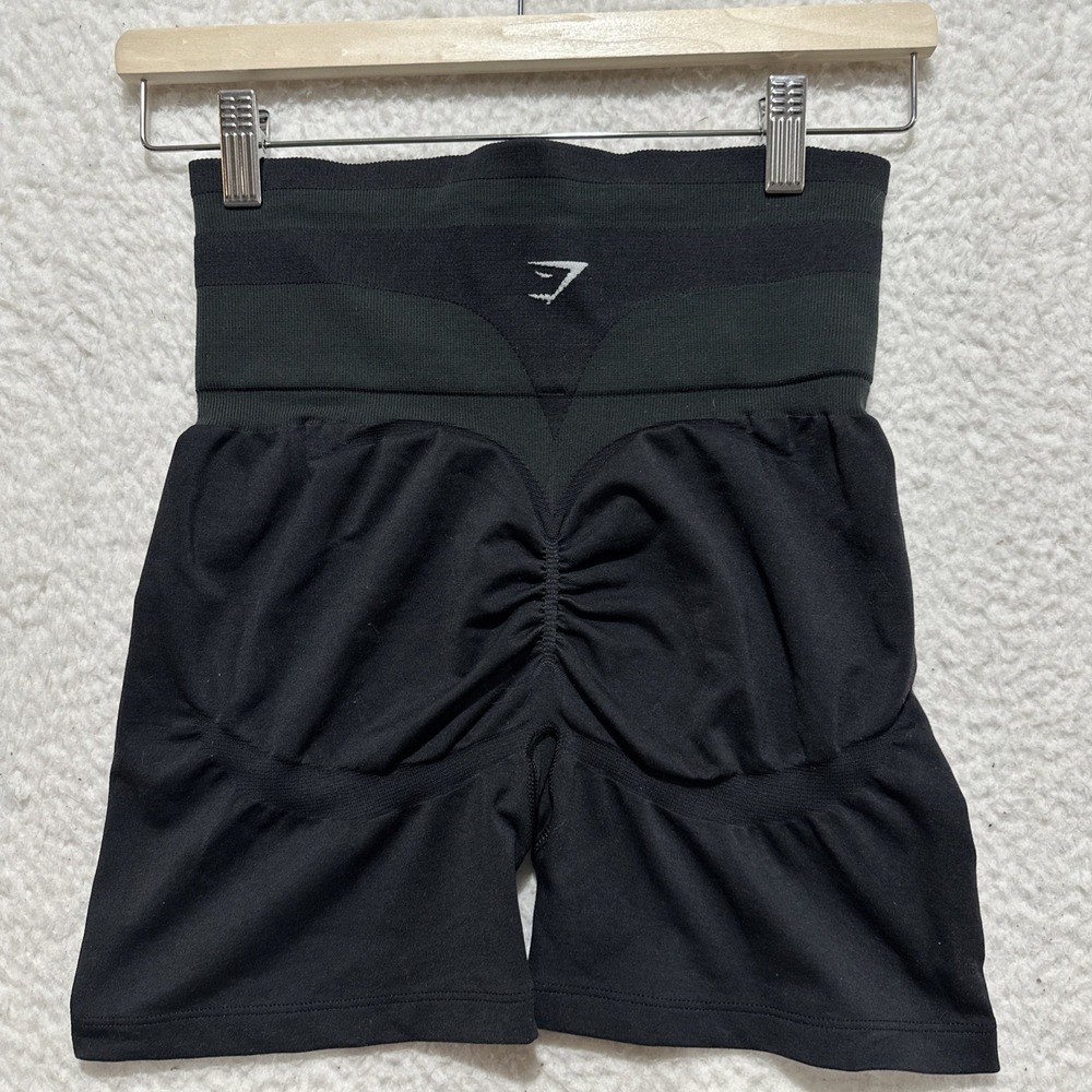 Gymshark Women's Green Black High Waistband Sweat Seamless Sculpt Short